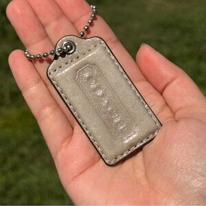 3" Large Shine Coach Leather Key Fob Bag Charm Keychain Hang Tag/Hangtag